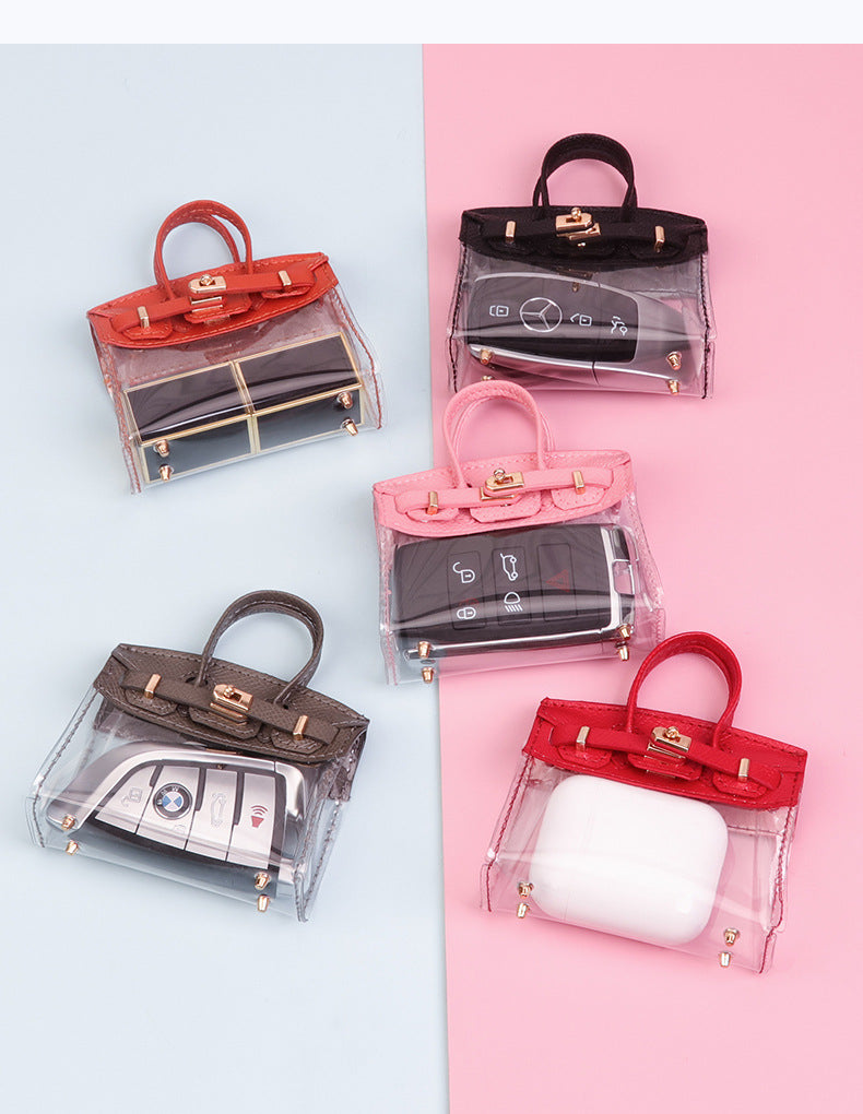 "Mini Transparent Handbag Key Holder Case – Stylish Storage for Car Keys & AirPods"
