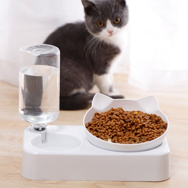 "Cat Food and Water Dispenser with Cat-Shaped Bowl"