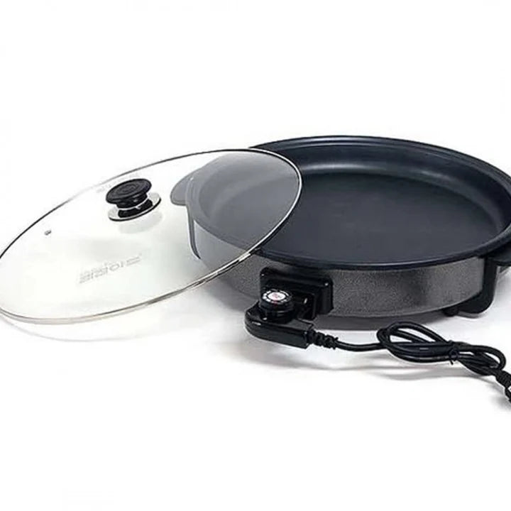 Electric Pizza Cooker with Glass Cover – 42cm Non-Stick Surface