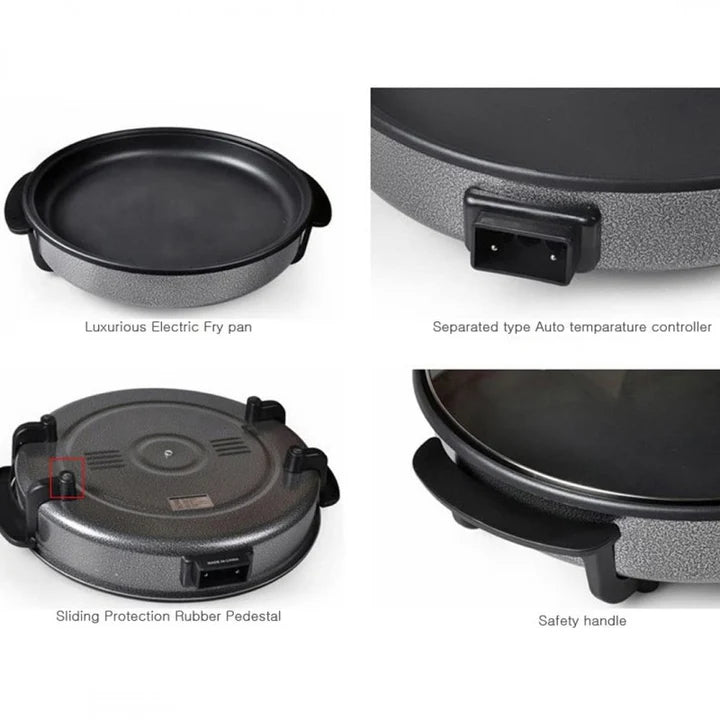 Electric Pizza Cooker with Glass Cover – 42cm Non-Stick Surface