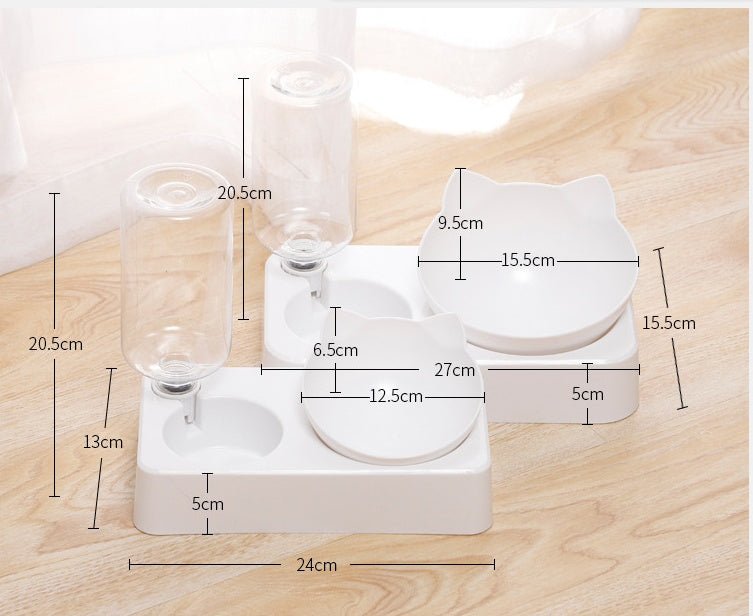 "Cat Food and Water Dispenser with Cat-Shaped Bowl"