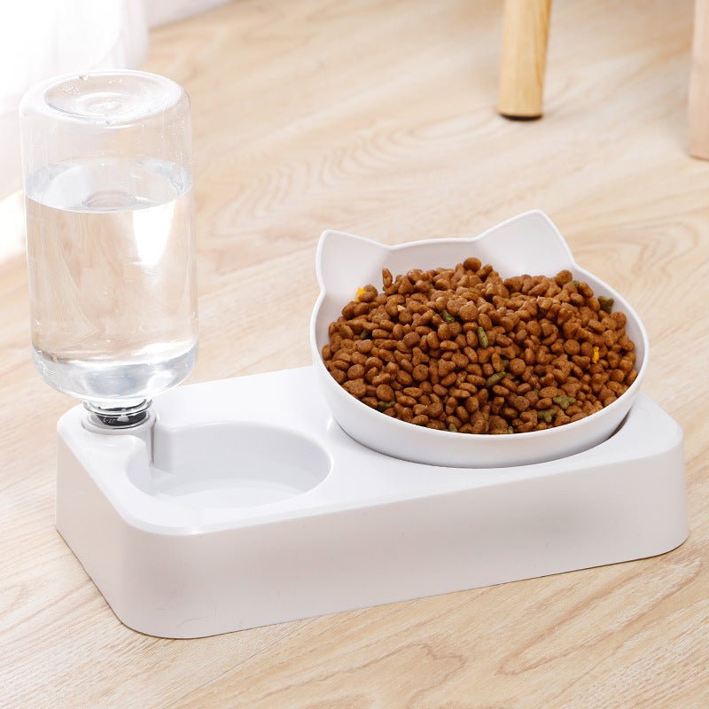 "Cat Food and Water Dispenser with Cat-Shaped Bowl"