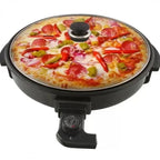 Electric Pizza Cooker with Glass Cover – 42cm Non-Stick Surface