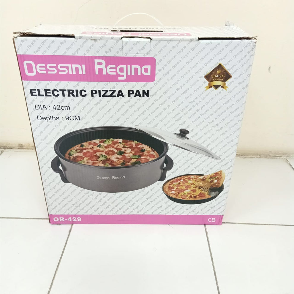 Electric Pizza Cooker with Glass Cover – 42cm Non-Stick Surface