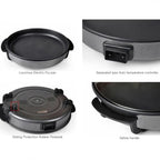 Electric Pizza Cooker with Glass Cover – 42cm Non-Stick Surface